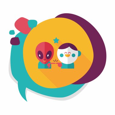 Alan yabancı ve çocuk dostluk düz simgesiyle uzun gölge, eps10