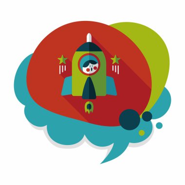 Uzay roket ve astronot uzun gölge, eps10 düz simgesi