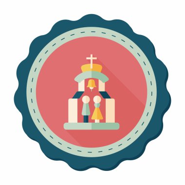 Uzun gölgeli Chruch Düz Simgesi 'nde düğün seremonisi.