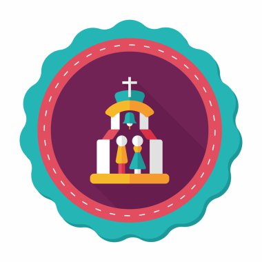 Uzun gölgeli Chruch Düz Simgesi 'nde düğün seremonisi.