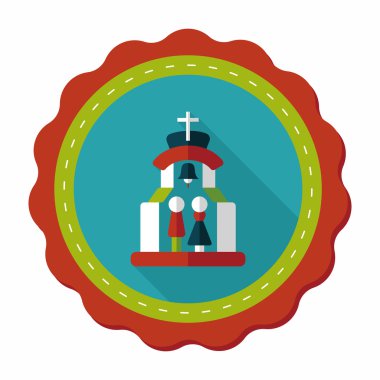 Uzun gölgeli Chruch Düz Simgesi 'nde düğün seremonisi.