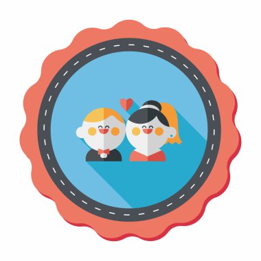 Düğün Çift düz simgesi ile uzun gölge, eps10