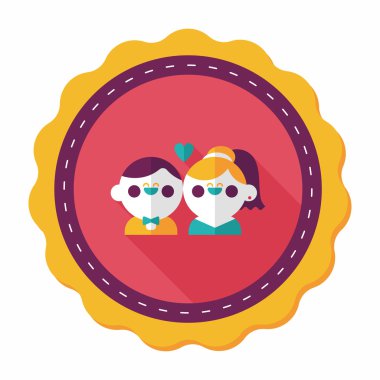 Düğün Çift düz simgesi ile uzun gölge, eps10