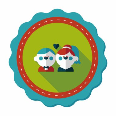 Düğün Çift düz simgesi ile uzun gölge, eps10