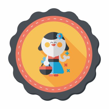 düğün çiçeği kız düz ikon, uzun gölge, eps10