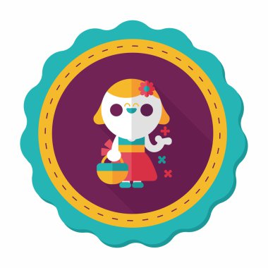 düğün çiçeği kız düz ikon, uzun gölge, eps10