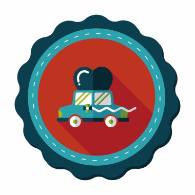 Düğün araba düz simgesi ile uzun gölge, eps10