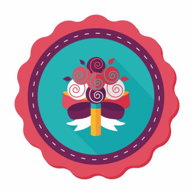 çiçek buketi düz simgesi ile uzun gölge, eps10 düğün