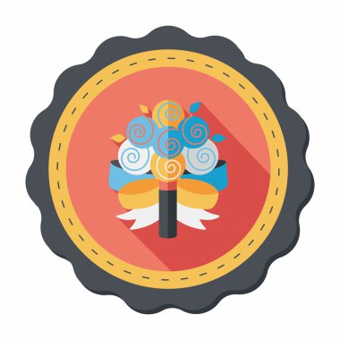 çiçek buketi düz simgesi ile uzun gölge, eps10 düğün