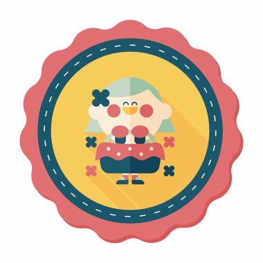 düğün çiçeği kız düz ikon, uzun gölge, eps10