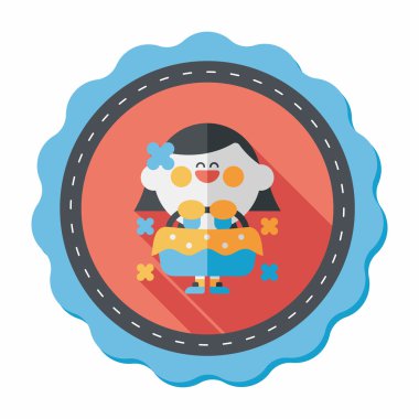 düğün çiçeği kız düz ikon, uzun gölge, eps10