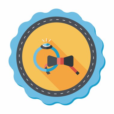 düz uzun gölge, eps10 simgesiyle damat kravat ve yüzük