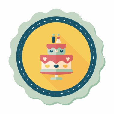 Düğün pastası uzun gölge, eps10 düz simgesiyle