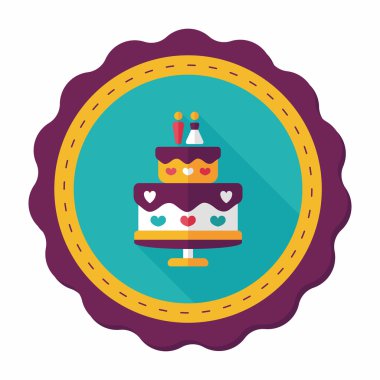 Düğün pastası uzun gölge, eps10 düz simgesiyle