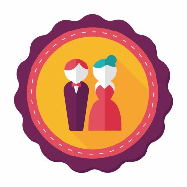 Düğün Çift düz simgesi ile uzun gölge, eps10