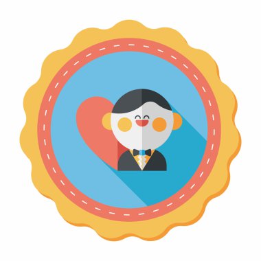 Düğün damat uzun gölge, eps10 düz simgesiyle