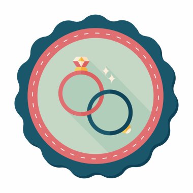 Uzun gölgeli çift elmas yüzük ikonu, eps10