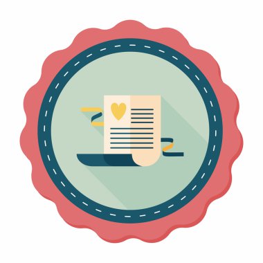 düğün davetiyesi düz simgesi ile uzun gölge, eps10