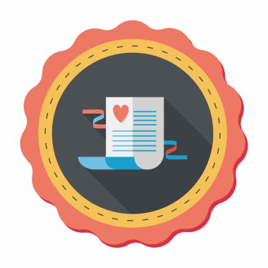 düğün davetiyesi düz simgesi ile uzun gölge, eps10