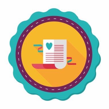 düğün davetiyesi düz simgesi ile uzun gölge, eps10