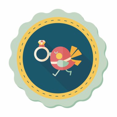 kuş uzun gölge, eps10 ile elmas yüzük düz simgesi ile düğün