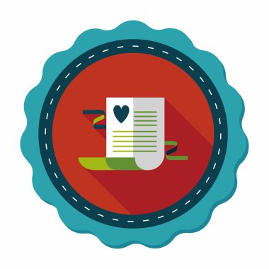 düğün davetiyesi düz simgesi ile uzun gölge, eps10