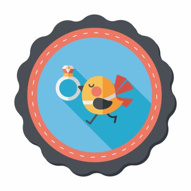 kuş uzun gölge, eps10 ile elmas yüzük düz simgesi ile düğün