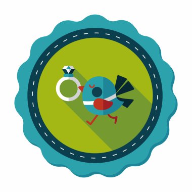 kuş uzun gölge, eps10 ile elmas yüzük düz simgesi ile düğün