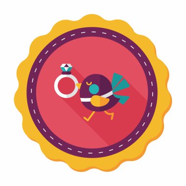 kuş uzun gölge, eps10 ile elmas yüzük düz simgesi ile düğün