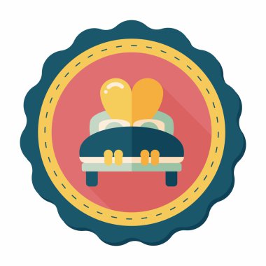 Düğün çifti yatak düz ikonu, uzun gölge, eps10