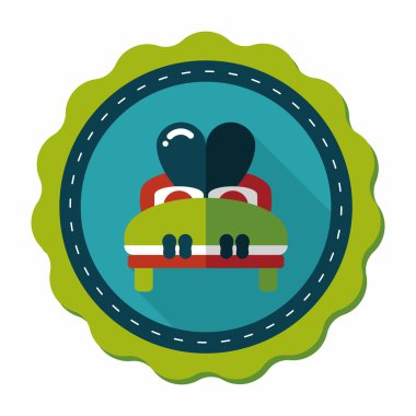 Düğün çifti yatak düz ikonu, uzun gölge, eps10