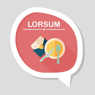 düğün davetiyesi ve bulaşık takımı düz simgesi, uzun gölge, eps10