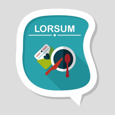 düğün davetiyesi ve bulaşık takımı düz simgesi, uzun gölge, eps10