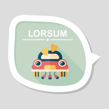 Düğün araba düz simgesi ile uzun gölge, eps10