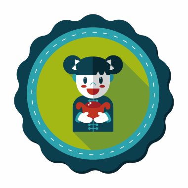 Çin yeni yılı kız uzun gölge, eps10 düz simgesiyle