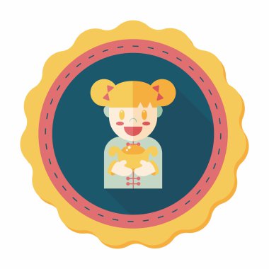 Çin yeni yılı kız uzun gölge, eps10 düz simgesiyle