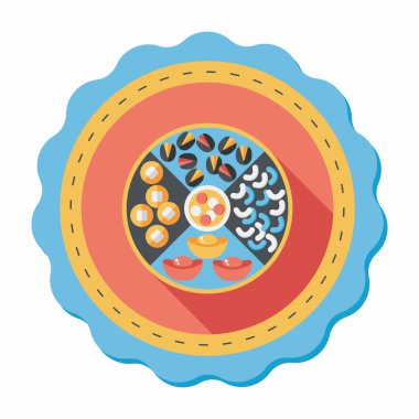 Çin yeni yılı düz simgesi ile uzun gölge, eps10, Çinli desse