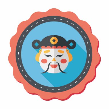 Çin yeni yılı düz simgesi ile uzun gölge, eps10, zenginlik tanrısı