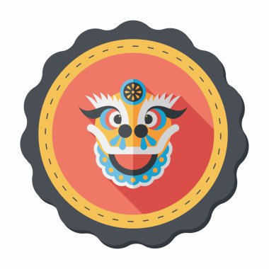 Çin yeni yılı düz simgesi ile uzun gölge, eps10, dragon ve