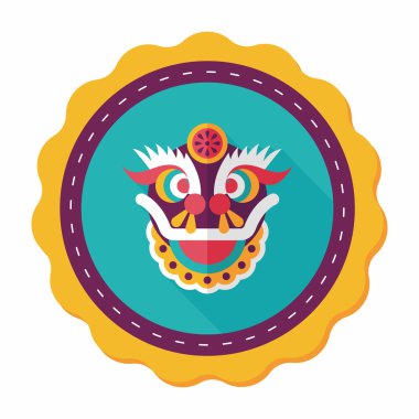 Çin yeni yılı düz simgesi ile uzun gölge, eps10, dragon ve