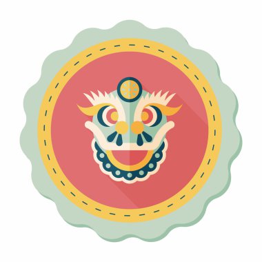 Çin yeni yılı düz simgesi ile uzun gölge, eps10, dragon ve