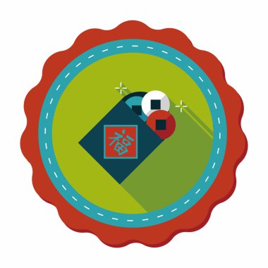 Çin yeni yılı düz simgesi ile uzun gölge, eps10, eski paralar