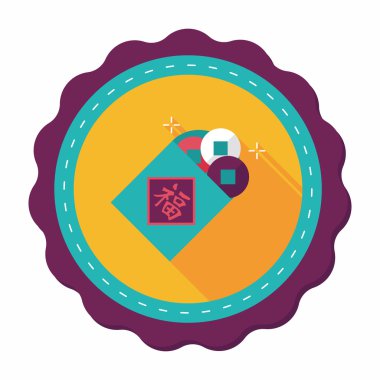 Çin yeni yılı düz simgesi ile uzun gölge, eps10, eski paralar