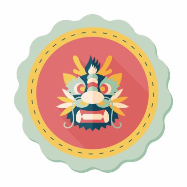 Çin yeni yılı düz simgesi ile uzun gölge, eps10, dragon ve