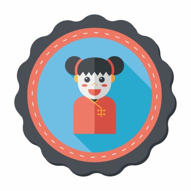 Çin yeni yılı kız uzun gölge, eps10 düz simgesiyle