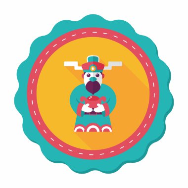 Çin yeni yılı düz simgesi ile uzun gölge, eps10, zenginlik tanrısı