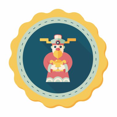 Çin yeni yılı düz simgesi ile uzun gölge, eps10, zenginlik tanrısı