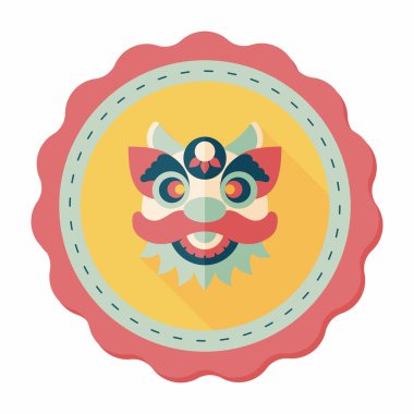 Çin yeni yılı düz simgesi ile uzun gölge, eps10, dragon ve