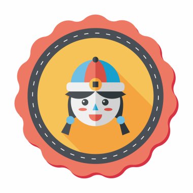 Çin yeni yılı kız uzun gölge, eps10 düz simgesiyle