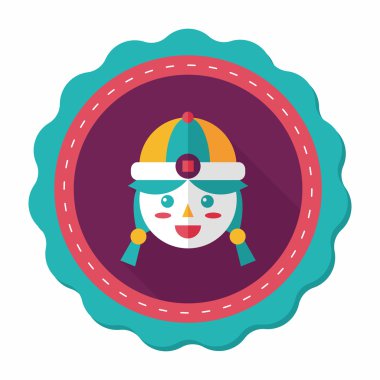 Çin yeni yılı kız uzun gölge, eps10 düz simgesiyle